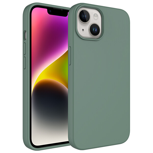 Zore Kivi iPhone 14 Plus Sert Silikon Kılıf   Koyu Yeşil