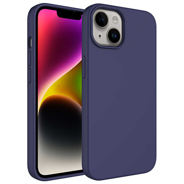 Zore Kivi iPhone 14 Plus Sert Silikon Kılıf  Lacivert