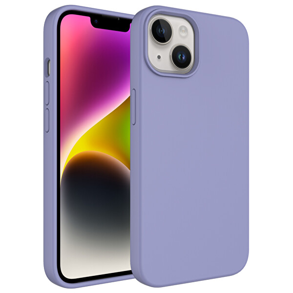 Zore Kivi iPhone 14 Plus Sert Silikon Kılıf  Lavanta Gri