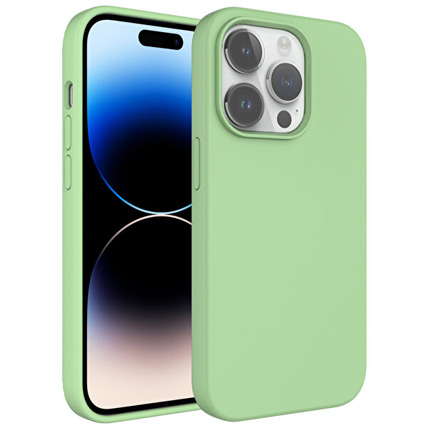 Zore Kivi iPhone 14 Pro Sert Silikon Açık Yeşil Kılıf 