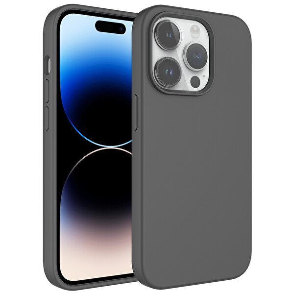Zore Kivi iPhone 14 Pro Sert Silikon Gri Kılıf 