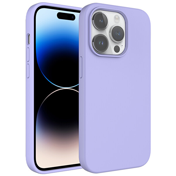 Zore Kivi iPhone 14 Pro Sert Silikon Lila Kılıf