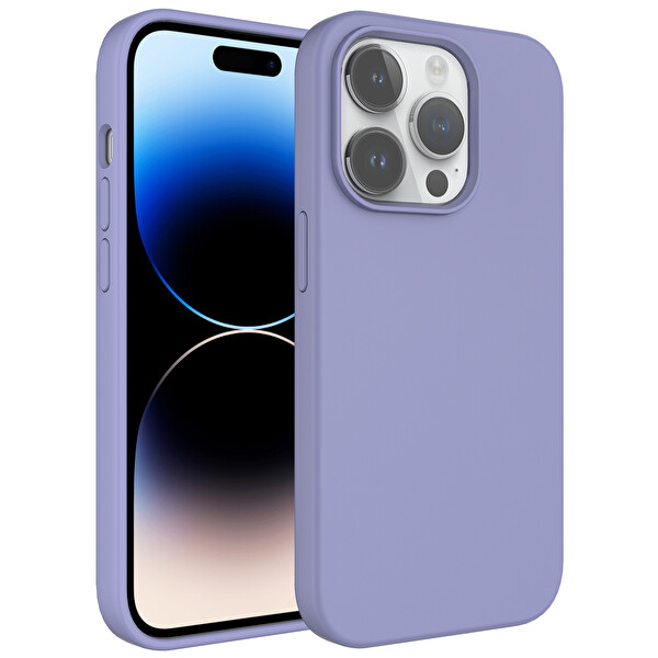Zore Kivi iPhone 14 Pro Max Sert Silikon Kılıf   Lavanta Gri