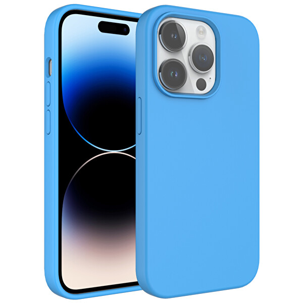 Zore Kivi iPhone 14 Pro Max Sert Silikon Kılıf   Mavi