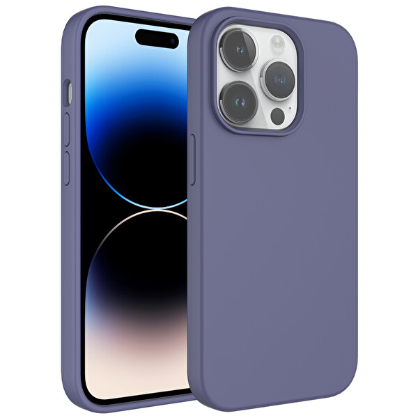 Zore Kivi iPhone 14 Pro Sert Silikon Kılıf   Mor