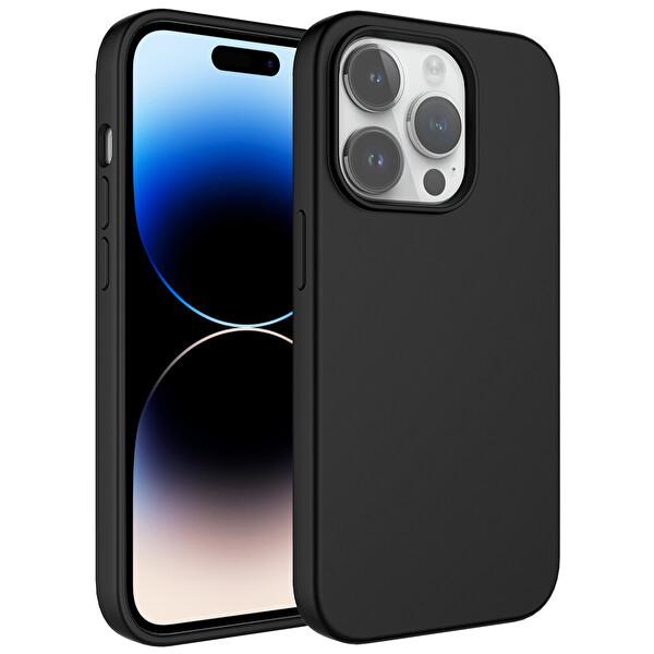 Zore Kivi iPhone 14 Pro Sert Silikon Kılıf  Siyah