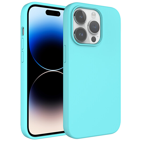 Zore Kivi iPhone 14 Pro Sert Silikon Kılıf   Turkuaz