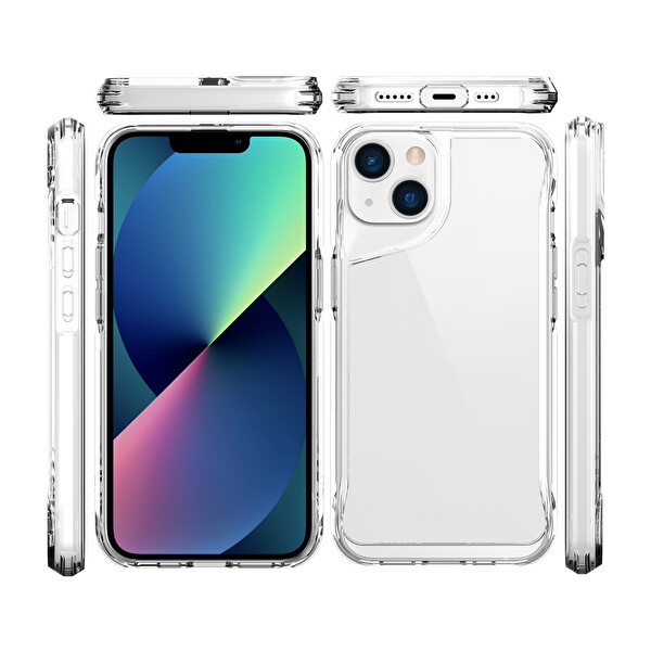 Zore T Max iPhone 14 Şeffaf Sert Silikon Kılıf