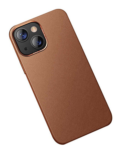 Benks Magsafeli Hakiki Deri iPhone 13 Kahverengi Kılıf