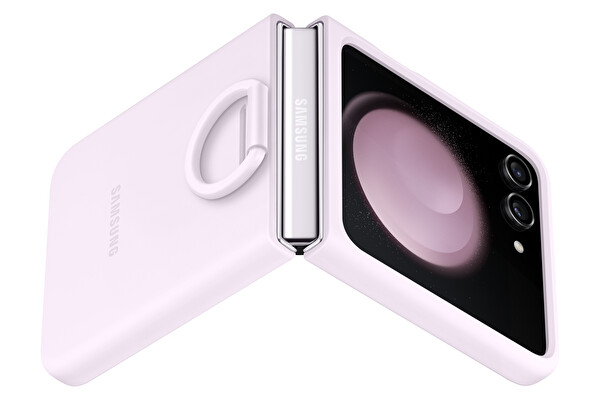 Samsung Galaxy Z Flip 5 Yüzüklü Silikon Lavanta Kılıf