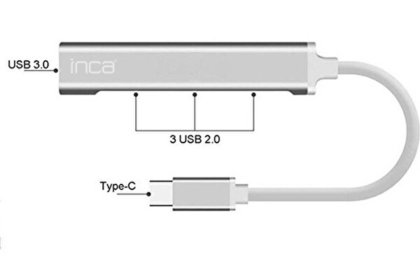 Inca Iusb-04t USB HUB X 4 Port USB 3.0 +3*USB 2.0 Çoklayıcı Slim Aluminyum Kasa