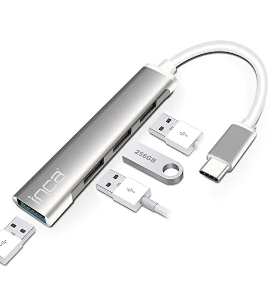 Inca Iusb-04t USB HUB X 4 Port USB 3.0 +3*USB 2.0 Çoklayıcı Slim Aluminyum Kasa