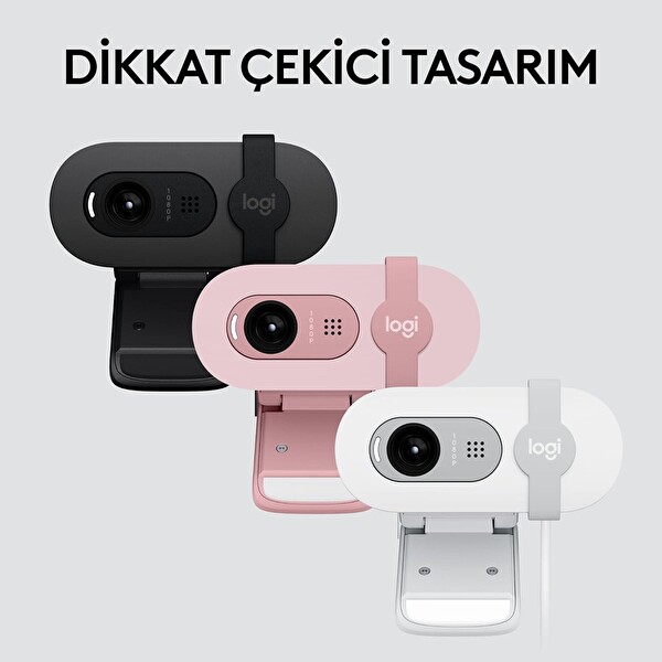 Logitech Brio 100 Full Hd Pudra Pembe Webcam
