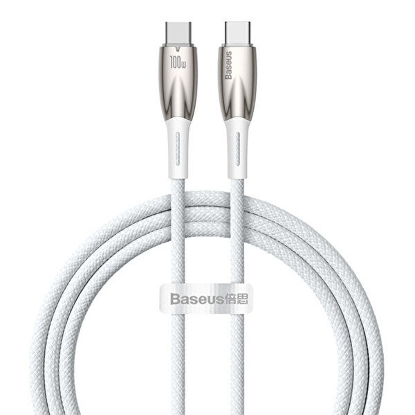 Baseus Glimmer 100w Type-C To Type-C Kablo 1m-Beyaz