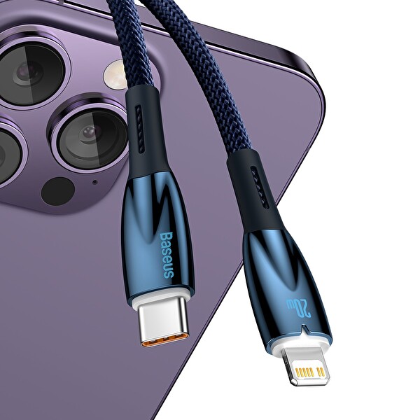 Baseus Glimmer 20w Type-C To Lightning Kablo 1m-Mavi
