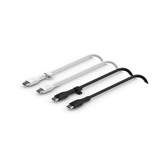 Belkin Type C-C Silikon 1 Metre 2li Paket Beyaz Kablo