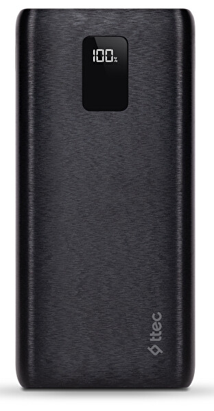 Ttec Powerslim Trio LCD Dahili Kablolu Taşınabilir 10.000mAh PD 22,5W Powerbank Siyah