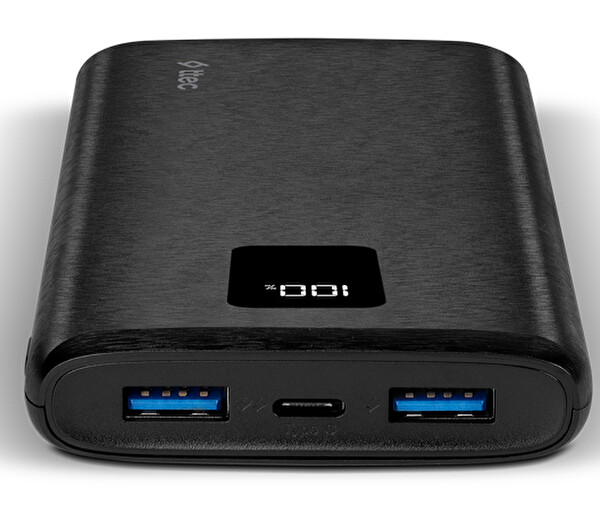 Ttec Powerslim Trio LCD Dahili Kablolu Taşınabilir 10.000mAh PD 22,5W Powerbank Siyah
