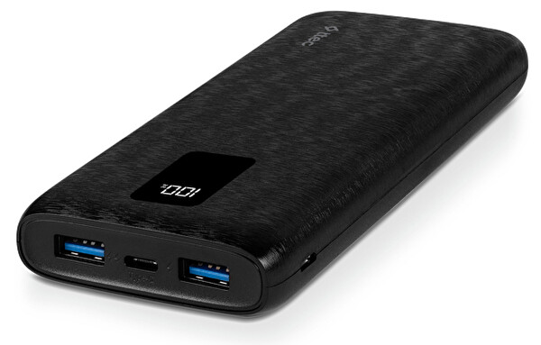Ttec Powerslim Trio LCD Dahili Kablolu Taşınabilir 10.000mAh PD 22,5W Powerbank Siyah