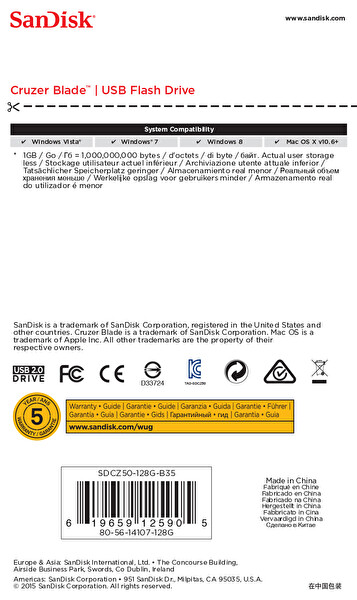Sandisk 128 GB CruzerBlade SDCZ50-128G-B35 Usb Bellek