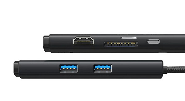Baseus Lite 6 in 1 Multifonksiyonal Type-C Hub Dock Station Siyah
