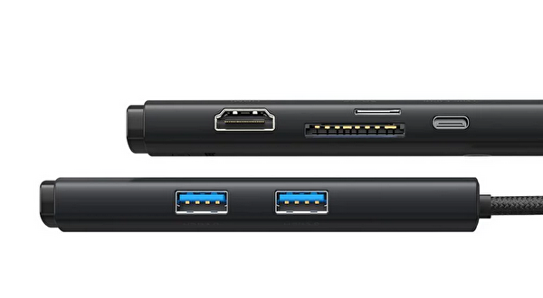 Baseus Lite 6 in 1 Multifonksiyonal Type-C Hub Dock Station Siyah