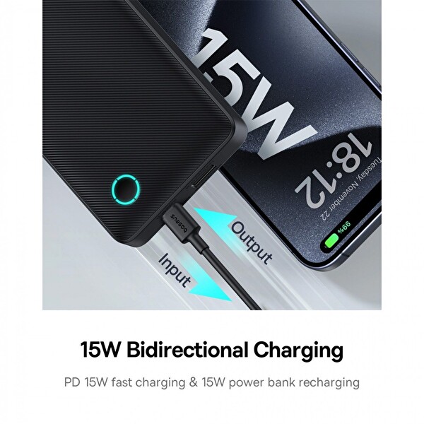 Baseus Airpow Lite Power 10.000 mAh 15W Siyah Powerbank