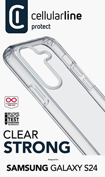 Cellularline CLEARDUOGALS24T Samsung S24 Clearduo Antı-Bakteriyel Sert Şeffaf Kılıf
