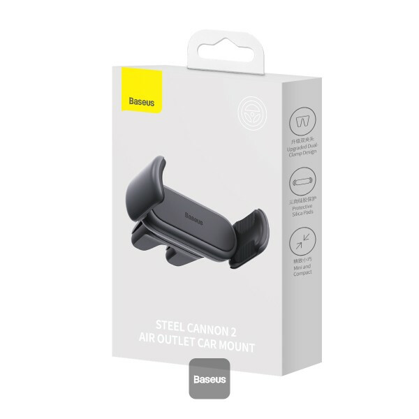 Baseus Steel Cannon 2 Air Outlet Siyah Araç Telefon Tutacağı