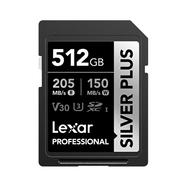 Lexar 512GB Professional Silver Plus Sdxc UHS-I Cards UP TO 205MB/S Read 150MB/S Write C10 V30 U3