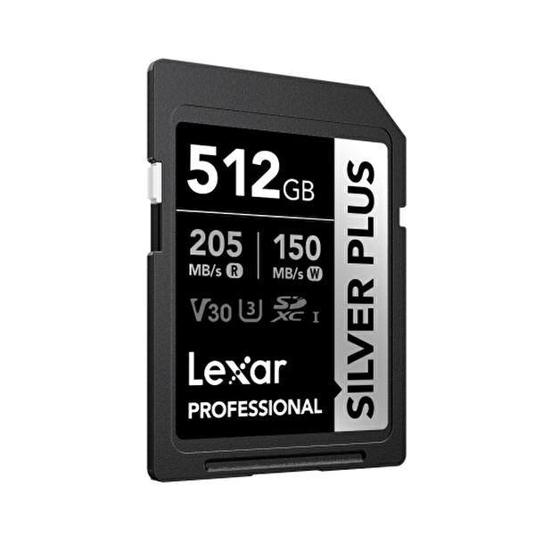 Lexar 512GB Professional Silver Plus Sdxc UHS-I Cards UP TO 205MB/S Read 150MB/S Write C10 V30 U3