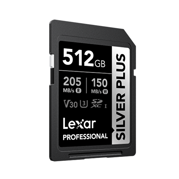 Lexar 512GB Professional Silver Plus Sdxc UHS-I Cards UP TO 205MB/S Read 150MB/S Write C10 V30 U3