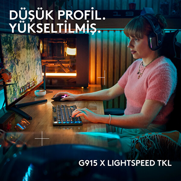 Logitech G G915 X Lightspeed TKL Kablosuz Siyah Oyuncu Klavyesi US Layout Tactile