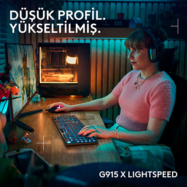 Logitech G G915 X Lightspeed Kablosuz Siyah Oyuncu Klavyesi US Layout Tactile