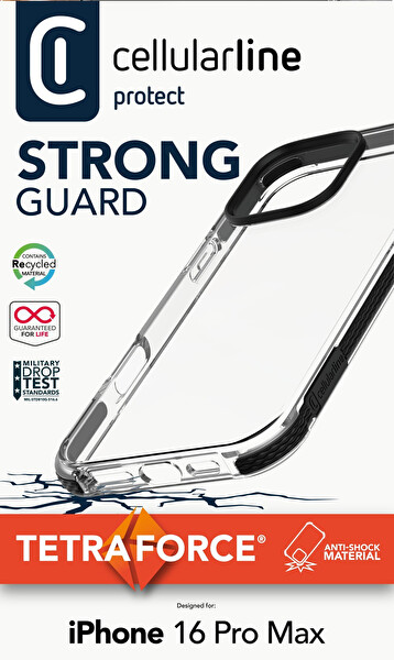 Cellularline iPhone 16 PRO MAX Tetraforce Ultra Koruma Şeffaf Kılıf TETRACIPH16PRMT 2