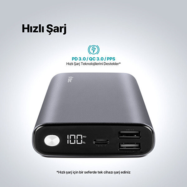 Ttec 2Bb216Ug Recharger Pro LCD 15.000Mah PD 65W Taşinabilir Uzay Grisi Powerbank
