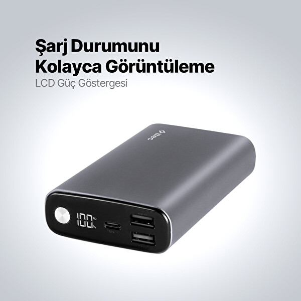Ttec 2Bb216Ug Recharger Pro LCD 15.000Mah PD 65W Taşinabilir Uzay Grisi Powerbank