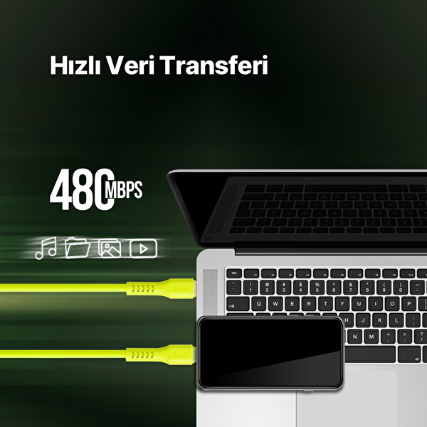 Ttec 2DK60NP USB-C Lightning 120cm Neon Pembe Hızlı Şarj Kablosu