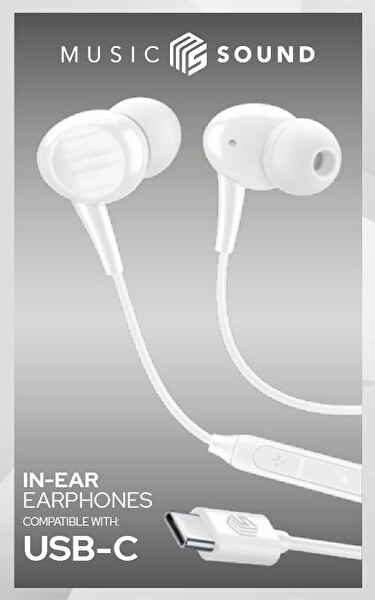 Music Sound Type C Beyaz Silikonlu Kablolu Kulaklık