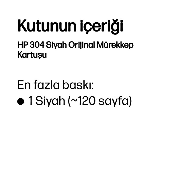 HP 304 N9k06ae Mürekkep Kartuşu Siyah