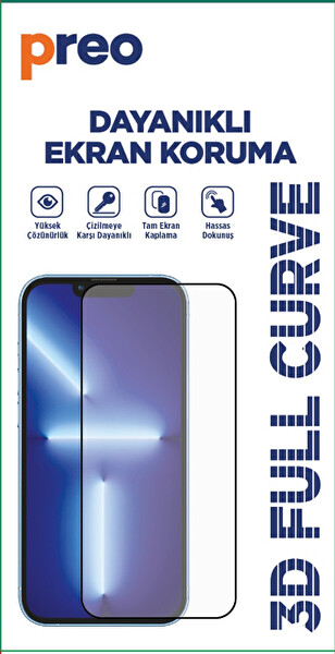 Preo İPhone 14 Ön 3D Full Curve Dayanıklı Ekran Koruma