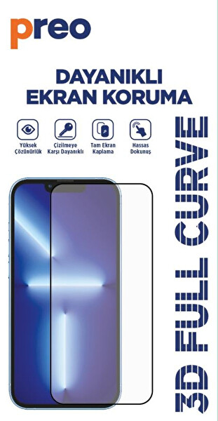 Preo Dayanıklı Ekran Koruma iPhone 16 Ön 3D Full Curve