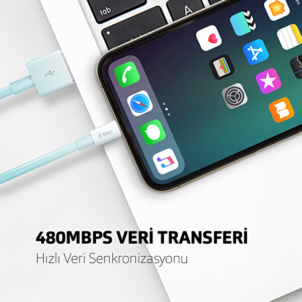 Ttec Mini Cable 30 Cm iPhone 5 Beyaz Şarj Kablosu