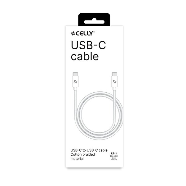 Celly USB-C TO USBC 1.5M Cotton Örgülü Kablo