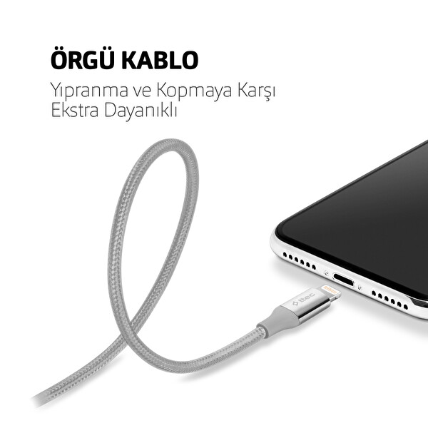 Ttec Alumicable iPhone Şarj Kablosu Gümüş