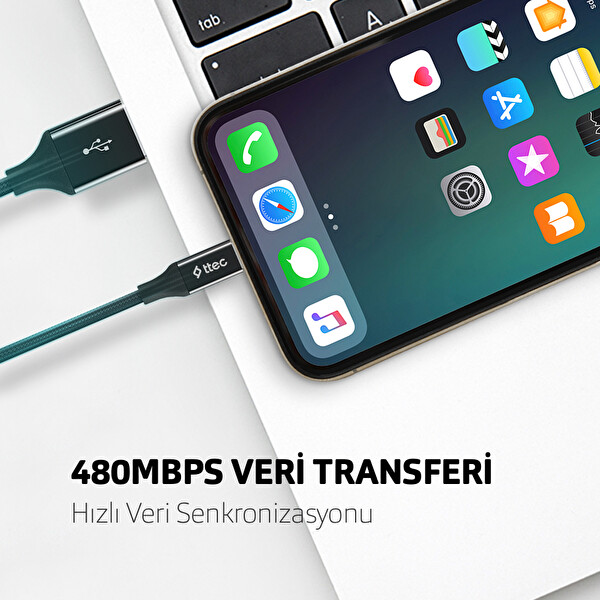 Ttec Alumicable iPhone Şarj Kablosu Siyah