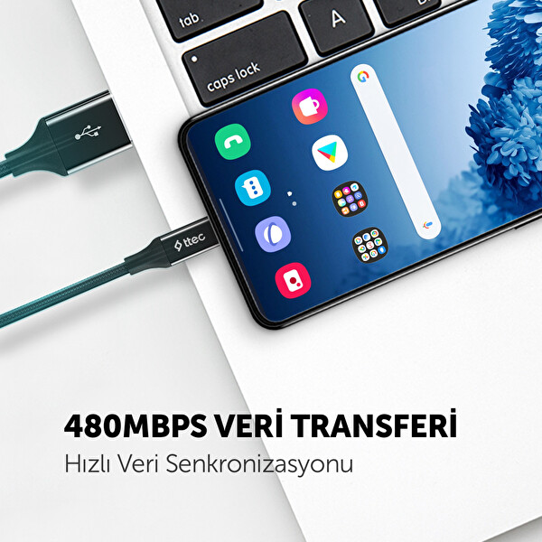 Ttec Alumicable Xl Type C Sarj Kablosu 2Mt.-Siyah