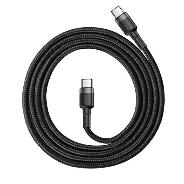 Baseus Cafule Type-C 20V 3 A 1M PD2.0 60W Flaş Şarj USB Kablo (Gri+Siyah)