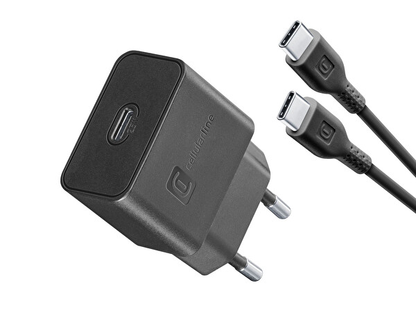 Cellular Line 25W USB C'den USB C'ye Süper Hızlı Şarj Kiti
