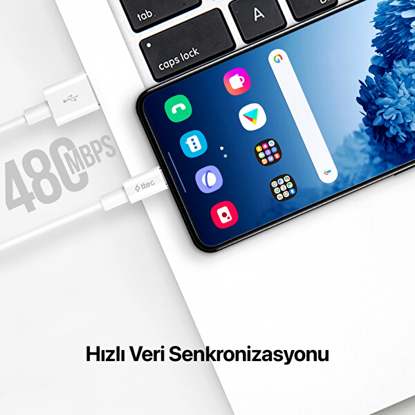 Ttec Type-C Usb 2.0 5A Huawei Supercharge Uyumlu Süper Hızlı Şarj Kablosu Uyumlu Beyaz